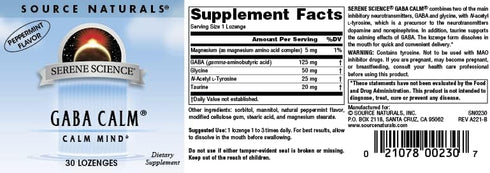 Source Naturals Serene Science, GABA Calm Quick Dissolving Peppermint Flavor - 30 Lozenges