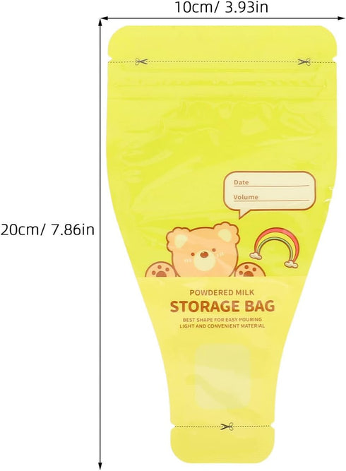 HAMPPLIES 120pcs Disposable Formula Bags with Funnel Leakproof Design and Marker Pen for Travel Feeding and Milk Powder