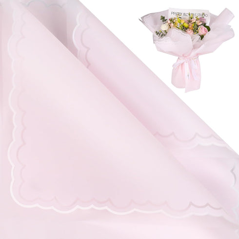 FUHITIM 20 Sheets Pink Flower Wrapping Paper, Waterproof Floral Bouquet Wrapping for Wedding Birthday DIY Crafts