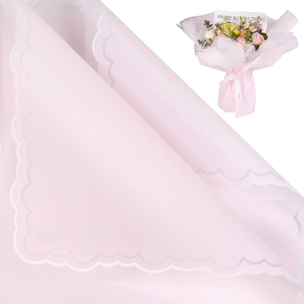 FUHITIM 20 Sheets Pink Flower Wrapping Paper, Waterproof Floral Bouquet Wrapping for Wedding Birthday DIY Crafts