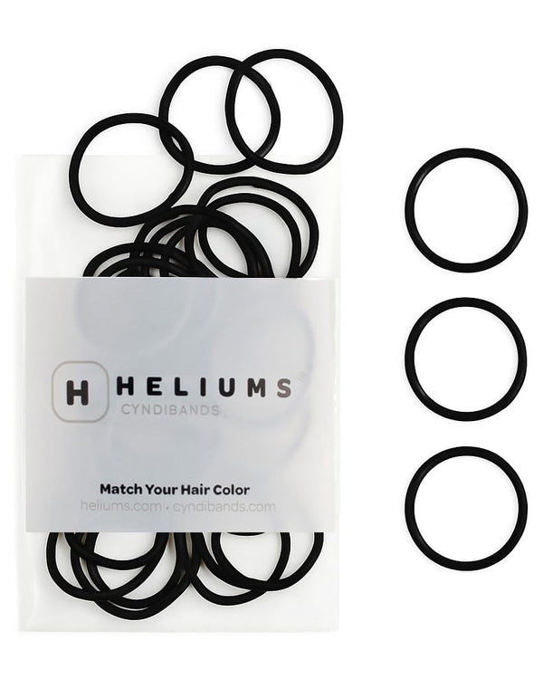 Heliums 48 Count Small Hair Ties - Black - No Damage Mini 1 Inch Reusable 2mm Elastics for Thin Hair and Kids
