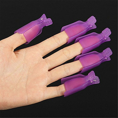 HIGHROCK 10Pcs Acrylic Nail Art Polish Remover Wrap Cleaner, Superior Clip Caps (Purple)
