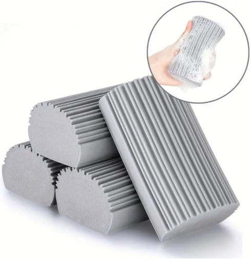 Original Damp Duster Sponge, Magic Cleaning Sponges for Blinds, Baseboards, Glass, Pet Hair, Mirrors, 4 Pack Grey