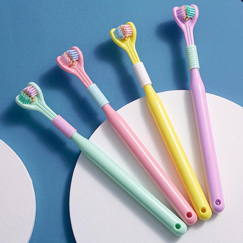 1pcs Random Color Three-Sided Soft Hair Toothbrush, Effective Design for Adults and Children