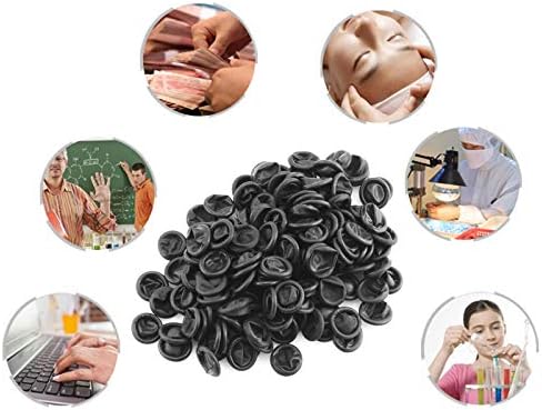 150pcs Disposable Latex Finger Cots Protective Fingertips Gloves Rubber Fingerstall Sleeves 65mmx25mm (Black)