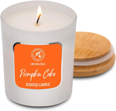 Scented Candle Pumpkin Cake, 6.8 Oz Soy Wax Aromatherapy Candle, Relax Scent, Glass Gift