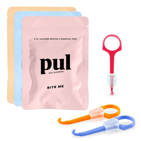 PUL 2 in 1 Chewies & Clear Aligner Removal Tool Combo by The Pultool | Hygienic, Durable, Compact, Compatible with