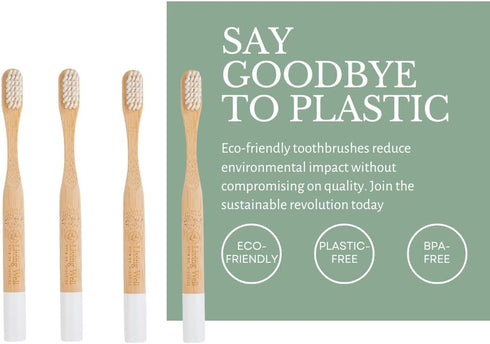 Kids Bamboo Toothbrush, 4 Pack