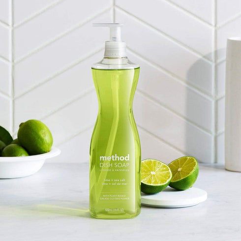 Method Gel Dish Soap, Lime + Sea Salt, Biodegradable Formula, Tough on Grease, 18 Fl Oz, Pack of 6