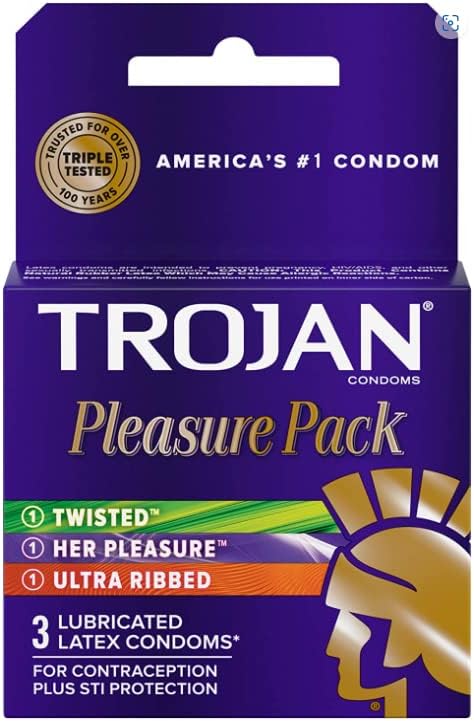 Trojan Pleasure Pack Lubricated Premium Latex Condoms - 3 ct, Pack of