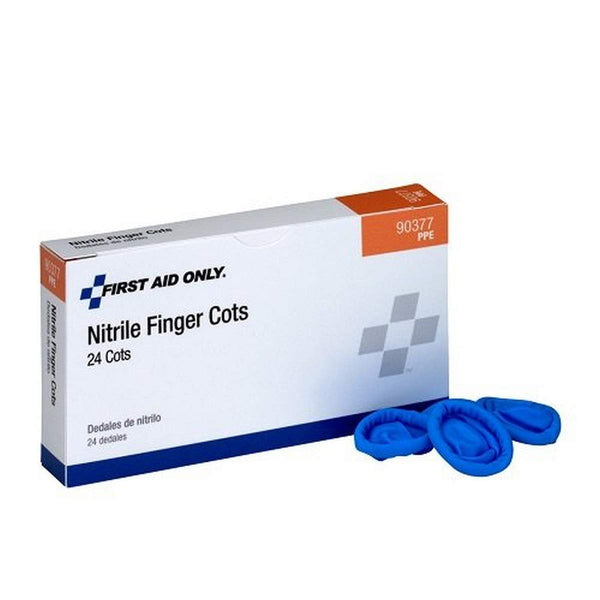 First Aid Only 90377 Nitrile Latex Free Finger Cots, Large, Box of 24, First Aid Kit Refill Supplies