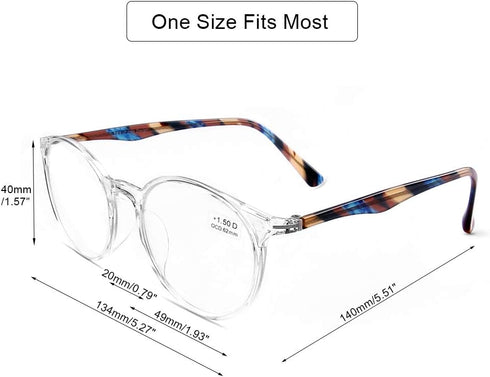 DOOViC Italy Design Fashion Reading Glasses for Men Women, Stylish Clear Frames with Case +2.00 Strength