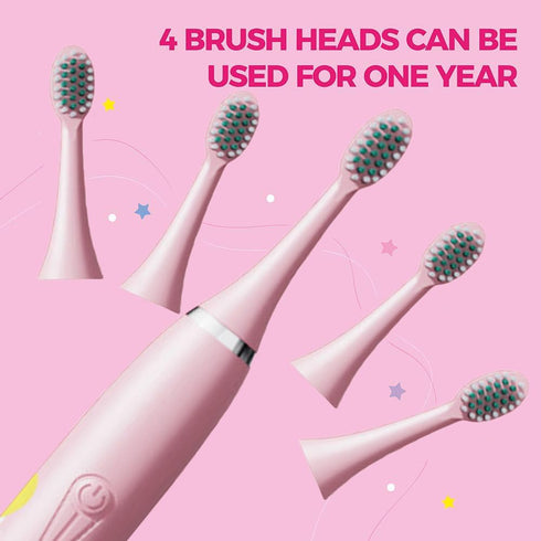 TARSHYRY Toothbrush,IP7 5 Kids Soft Sonic Electric Power Toothbrush Battery Powered Cute Bunny with Brush Heads