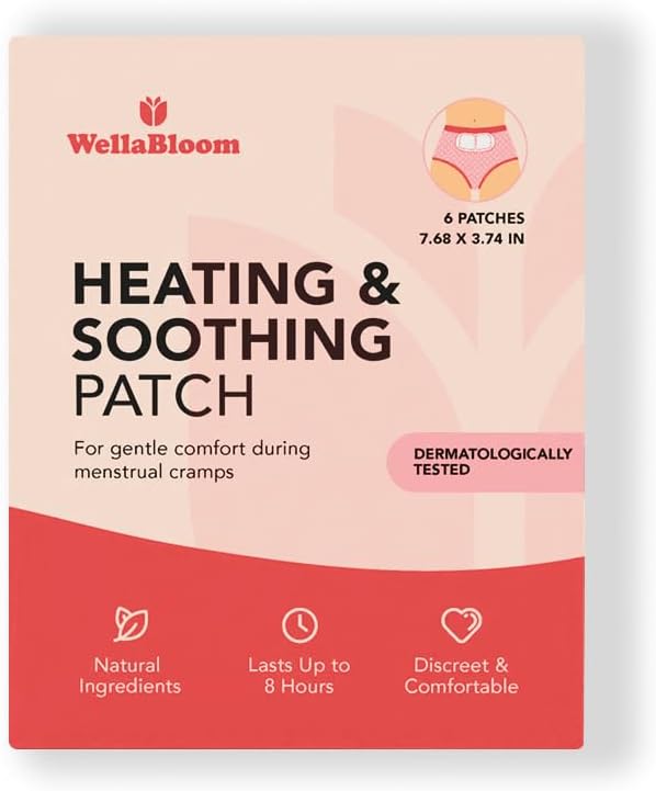 Wellabloom Heating Patches for Menstrual Discomfort, Soothing Warmth for Monthly Cramps, Heating and