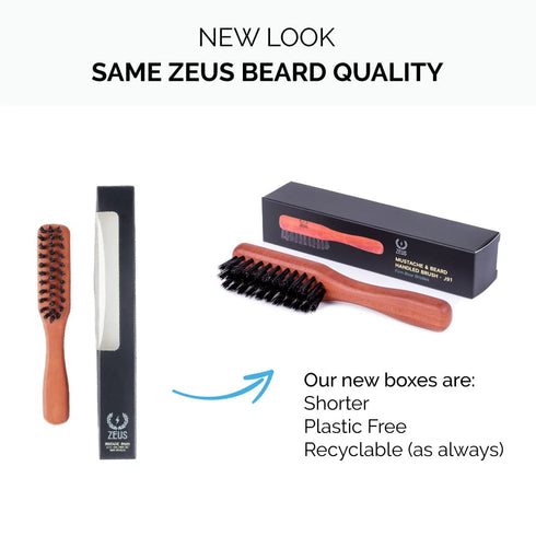ZEUS Boar Bristle Beard & Mustache Brush for Men, 5.5" Firm-Bristle Small Travel Brush - Made in Germany