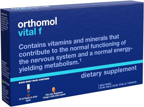 Orthomol Vital F Vial - Women's Multivitamin, 7-Day Supply with Vitamins A, B, C, D, E, K, Calcium, Iodine, Omega-3