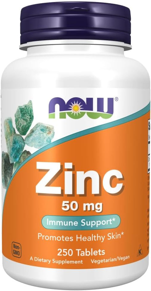 Now Foods Zinc, 250 Count, Unflavored Tablet from 405mg Zinc Gluconate