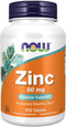 Now Foods Zinc, 250 Count, Unflavored Tablet from 405mg Zinc Gluconate