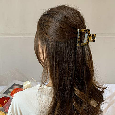 MagicSky 4PCS Hair Claw Clips - Acrylic Hair Banana Barrettes, Celluloid French Butterfly Jaw Clips, Tortoise Shell