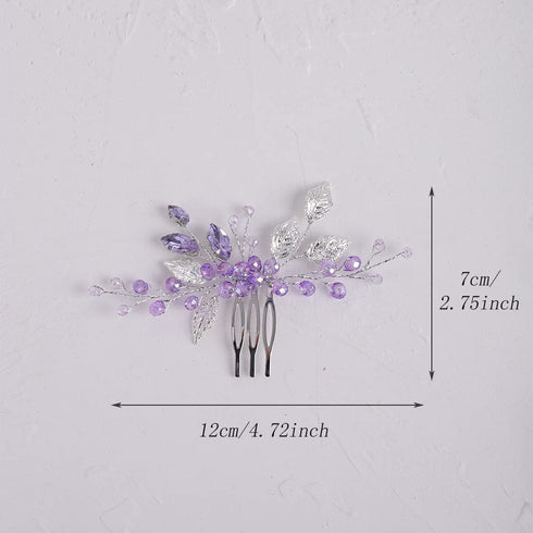 YERTTER Wedding Crystal Leaf Bridal Hair Comb Clip, Pearl Wedding Hair Accessories for Bride, Bridesmaid, Flower Girls