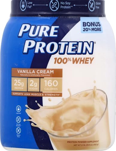 Whey Powder, High Protein, Low Sugar, Gluten Free, Vanilla Cream, 1.75 lbs