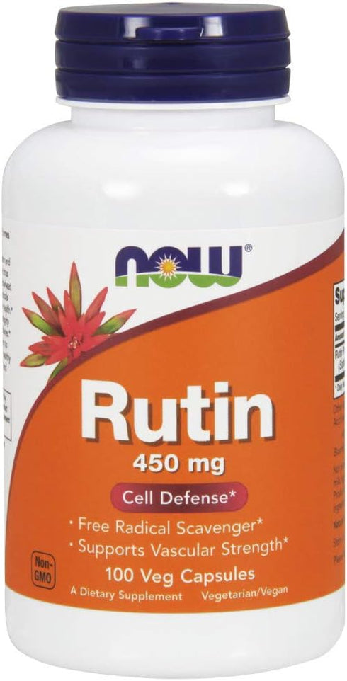 NOW Supplements Rutin 450 mg | 100 Veg Capsules | Free Radical Scavenger & Cell Defense Support