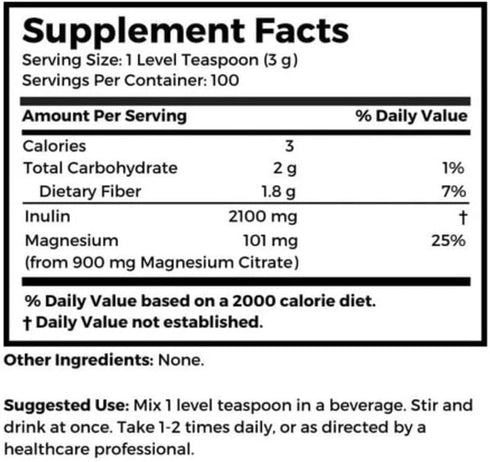Dr. Clark Inulin Powder (FOS), 300 gm - Prebiotic Soluble Fiber