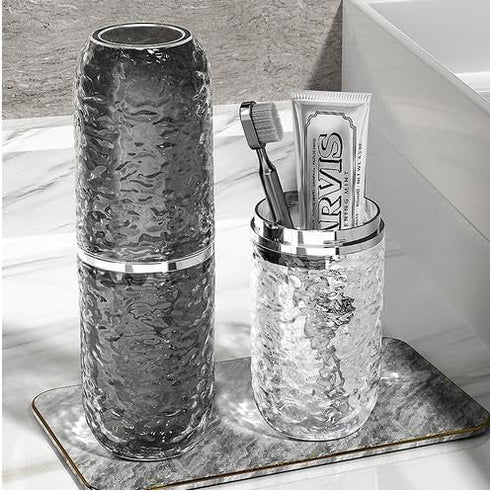 2PCS Travel Toothbrush Case with Cover, Portable Toothbrush Holder Cup Storage Container for Home Bathroom and Trip