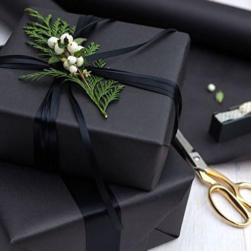 RUSPEPA Black Kraft Paper Roll - 18 inches x 100 feet - Recyclable Paper for Crafts, Art, Wrapping, Packing