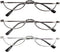 REAVEE 3-Pack Retro Designer Alloy Half Moon Reading Glasses for Women Men with Pouch, Black, Grey and Silver, 1.0