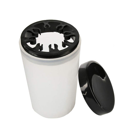Nail Art Brush Cleaner Cup - 1 Piece Holder Remover for UV Gel Pen Polish with Multiple Size Slots, Black Lid