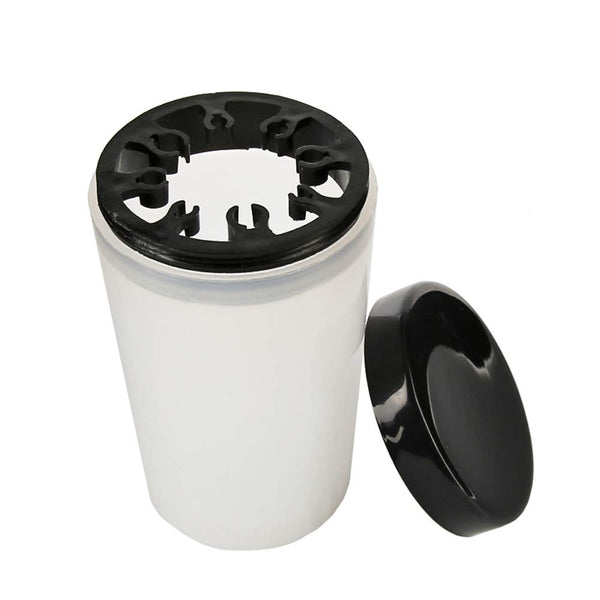 Nail Art Brush Cleaner Cup - 1 Piece Holder Remover for UV Gel Pen Polish with Multiple Size Slots, Black Lid