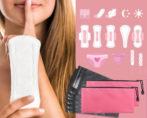 Sanitary Napkin Disposal Bags, 200pcs Grey Opaque Bags and 2pcs Pink Storage Bags for Feminine Personal Disposal
