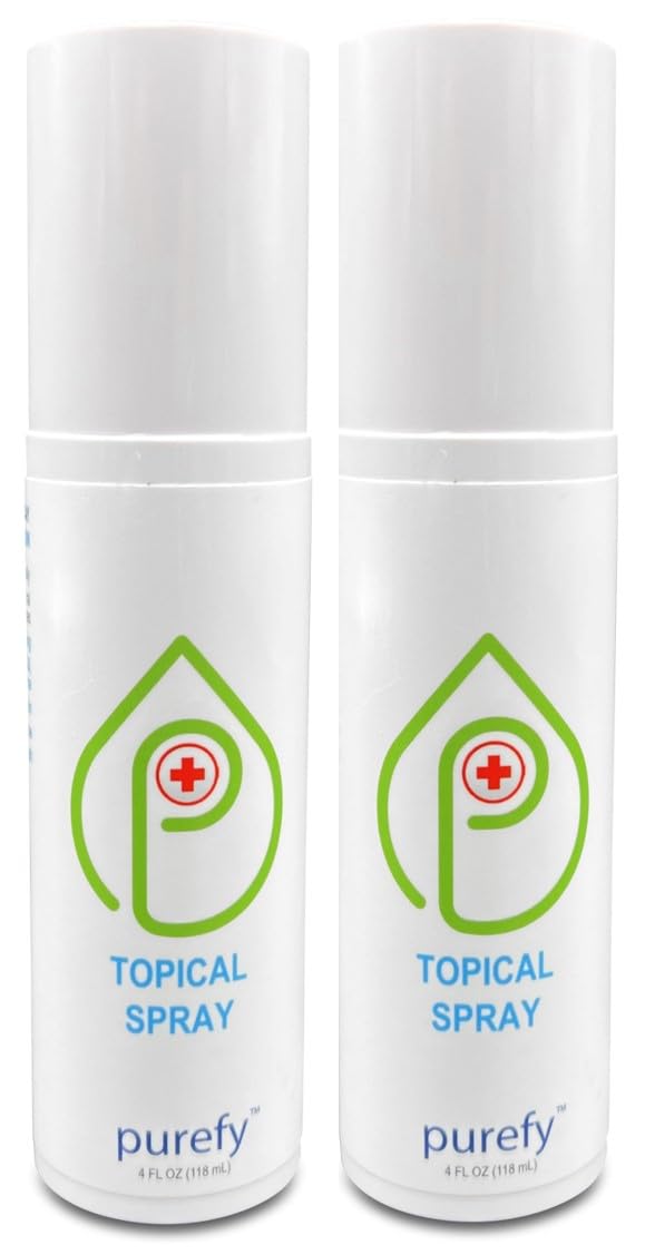Topical Spray (4oz, 2pk) Soothing Face & Body Skin Spray, Purefypro Dermal HOCL Technology for Irritations