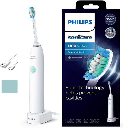 Philips Sonicare HX3411/04 DailyClean 1100 Rechargeable Electric Power Toothbrush for Adults, White