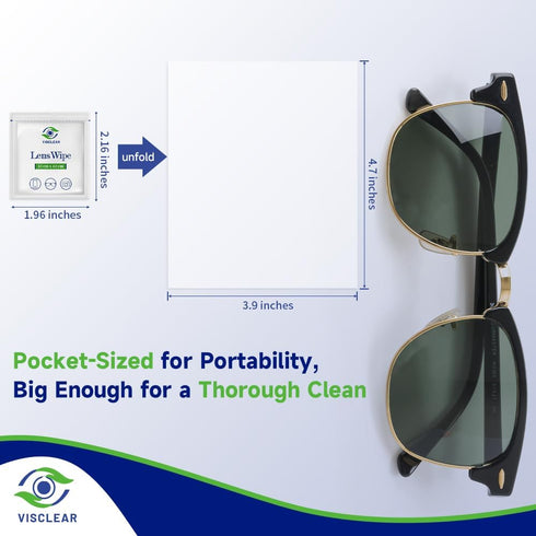 VisClear 200 Counts, Lens Wipes for Eyeglasses, Extra Moist Individually Wrapped Eyeglass Cleaner Wipes, Safe from