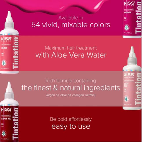 Red by Kiss Tintation Semi-Permanent Hair Color - Aloe Vera Water Based, Long-Lasting Color Dye (Clear, 5 Fl Oz)