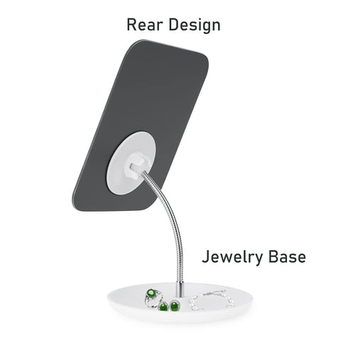 Table Vanity Mirror with Stand, Makeup Mirror for Desk, Adjustable Flexible Gooseneck, 360° Rotation Portable Mirror