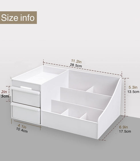 Makeup Desk Organizer with Drawers, Countertop Holder for Cosmetics, Vanity Storage for Lipstick, Brushes, Jewelry