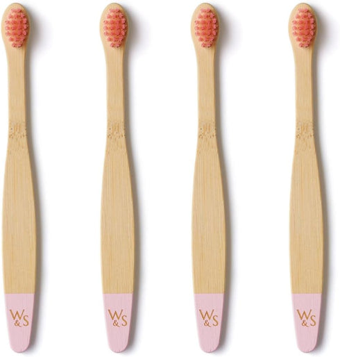 Wild & Stone 4 Pack 100% Organic Baby Bamboo Toothbrushes | | Soft Bristles | Compostable Handle | BPA Free | Vegan
