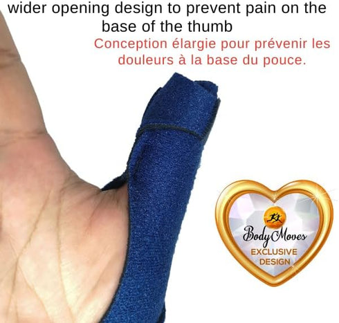 BodyMoves New Thumb Splint Brace - Plus Finger Hot and Cold Gel Pack for Tenosynovitis, Tendonitis, Carpal Tunnel,