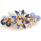 Women's Multilayered Peacock Shaped Rhinestone French Barrette Hair Clip, Blue