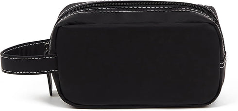 PU Leather Makeup Bag, Zipper Cosmetic Pouch, Travel Organizer for Skincare Products, Waterproof, Unisex, Black