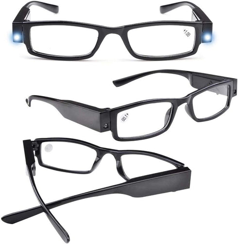 Reading Glasses Bright LED Readers with Lights, Lighted Magnifier Nighttime Reader Compact Full Frame Eyewear, 5PCS