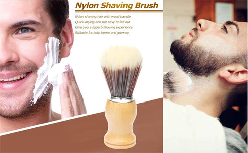Men's Shaving Brush with Wooden Handle, Pure Big Nylon Hair Soft Face Cleaning Makeup Razor Brush
