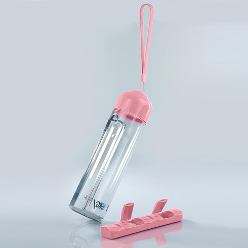 ideable creations 7-Day Pillbox 400ml Synergy Water Bottle & Pill Organizer - Travel Storage Container for Water