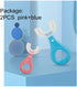 2 Pcs U-Shaped Kids Toothbrush, Premium Soft Manual Training Toothbrush for Kids 2-6 Years Old (Pink)