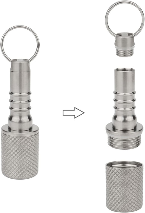 Keychain Pill Holder,Titanium Pill Case Small Pill Organizer Waterproof Pill Box, EDC Pill Container Metal Tube Outdoor Camping Travel for Men Women (Tiny Pill Case Silver)