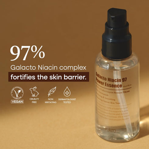 PURITO Galacto Niacin 97 Power Essence, 2 fl.oz Treatment Essence for Pore Control with 92% Galactomyces Fermented
