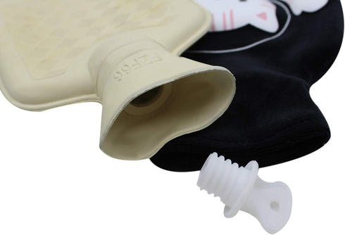 RARITYUS Cute Cat Rubber Hot Water Bottle with Plush Fleece Cover, Hand Feet Belly Warmer